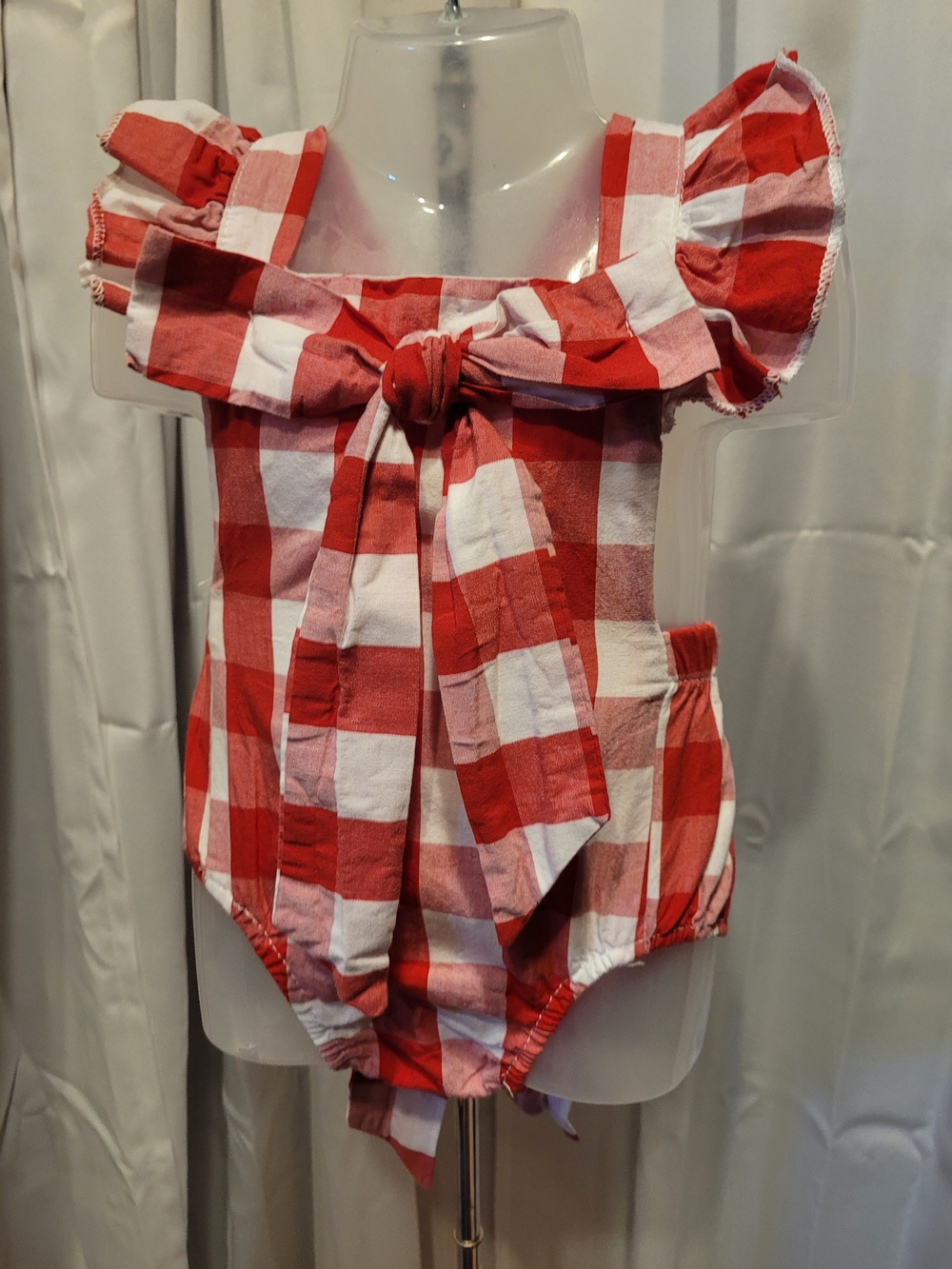 The Children's Place Red and White Gingham One-Piece Romper